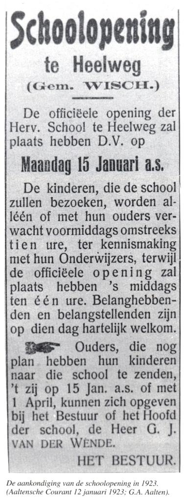 1 1923 Openingadv. Heelwegschool. 