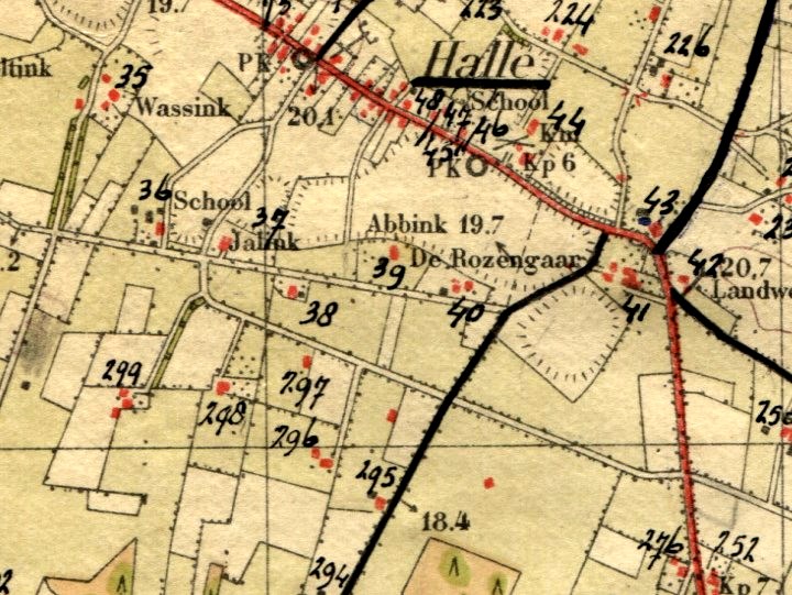 Kaart 1932 met husnummers