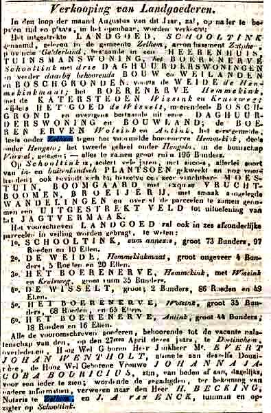 Schooltink Arnhemsche courant 18 07 1835