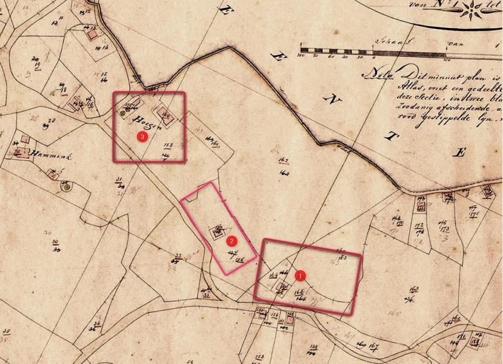 1829 kadasterkaart met 3 nummers