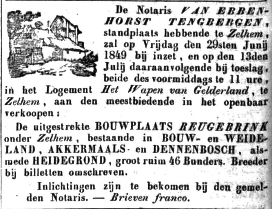 1849 verkoop bouwplaats Reugebrink 