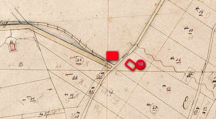 1829 kadasterkaart huidige en oude locatie