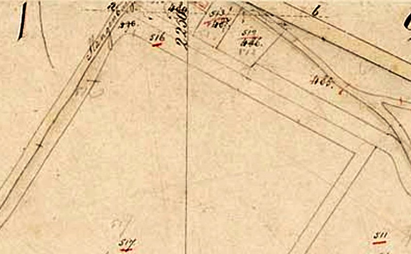 1829 uitsnede kadasterkaart oude locatie