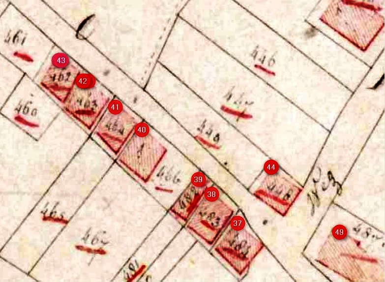 Kadasterkaart met huisnummers 1829