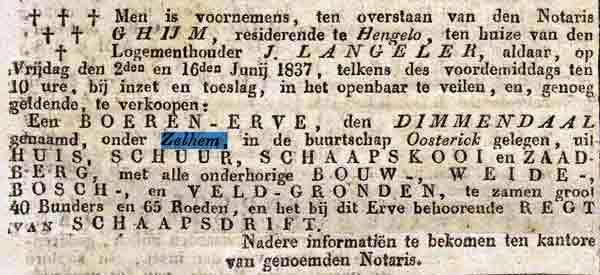 dimmendaal Arnhemsche courant 23 05 1837